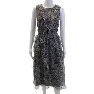 Mikael Aghal Womens Floral Print Sleeveless A Line Maxi Dress Black White Size 1